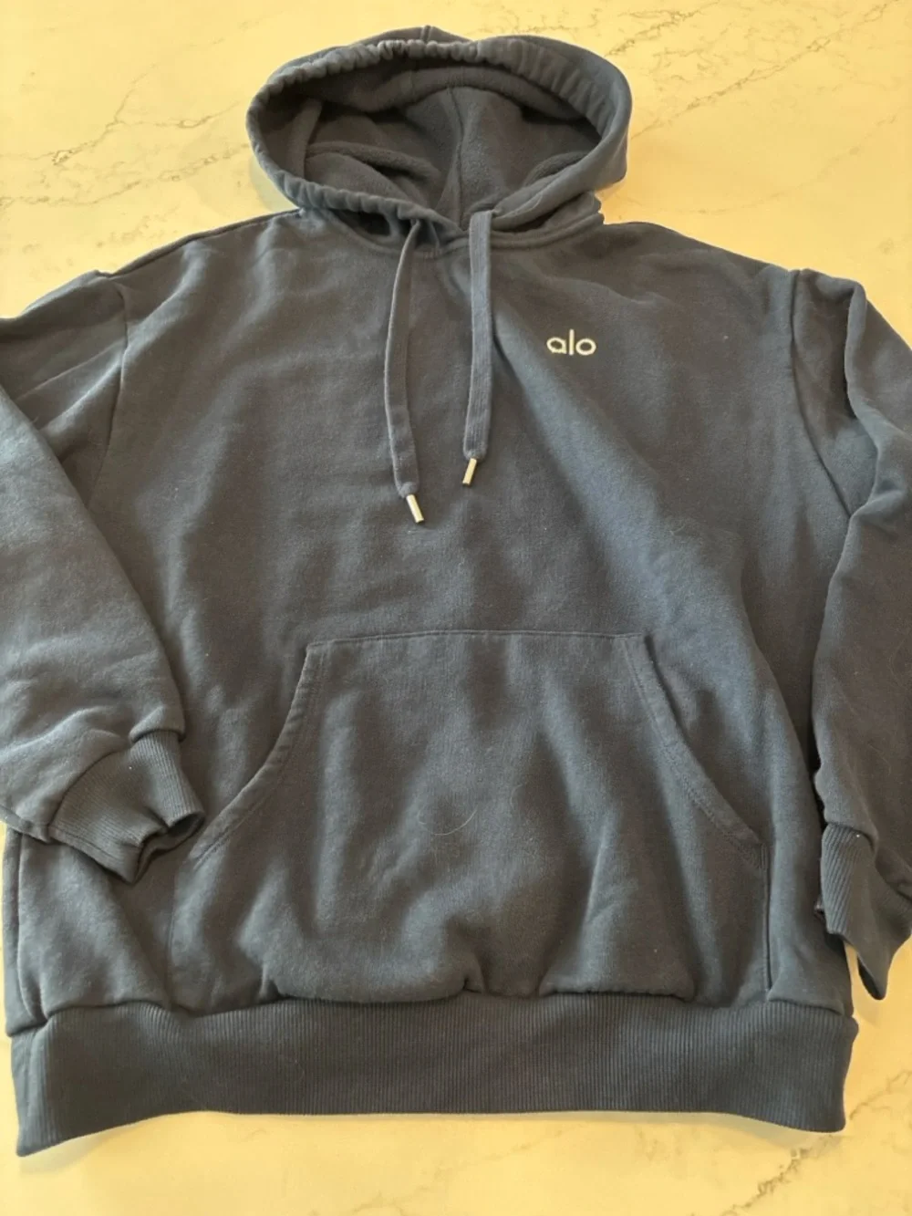 ALO Yoga Navy Relaxed Track Joggers and Hooded Sweatshirt Set